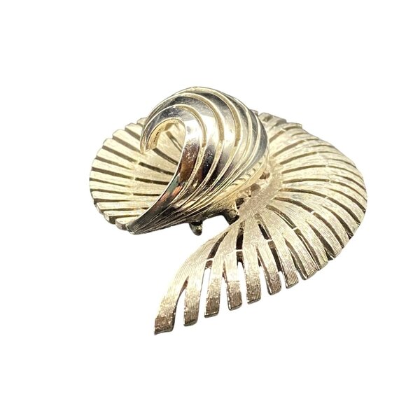 Vintage JJ Jonette  Brooch Pin Silver-Tone Spiral Swirl Modernist Tornado 1980s - Picture 3 of 8